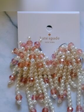 Kate Spade Dangling Earrings Beaded pink And Pearl